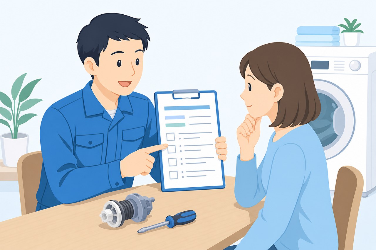 見積書を見ながら修理費用の説明を受ける様子